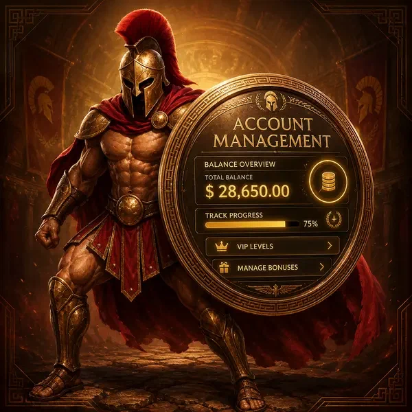 Spartan warrior managing account balance at Account Dashboard and Balance Management login portal